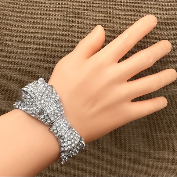 Large Wild Cat Leopard Statement Stretch Bracelet - Picture 3 of 3